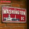 2D Flat Vintage Metal License Plate Washington DC Aluminum Sign for Office Decor, History Wall, Study Room