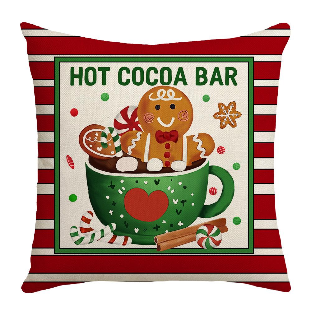 New Style Pillow Case Christmas Gingerbread Man Print Sofa Living Room Pillow Case Home Cushion