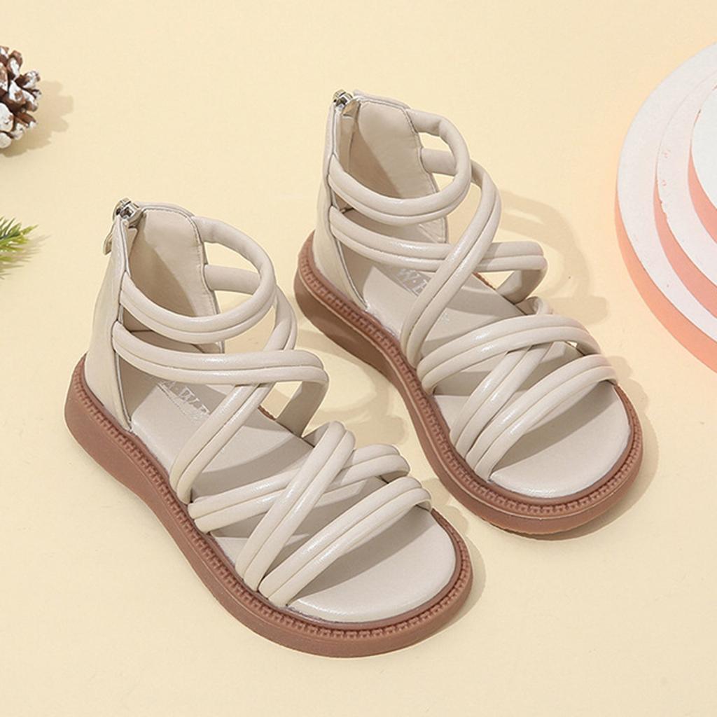 Mädchen Sandalen mit weicher Sohle und Reißverschluss hinten Bequeme Outdoor-Kleidung Leichtes flexibles Riemendesign Geeignet für Strand und Freizeit