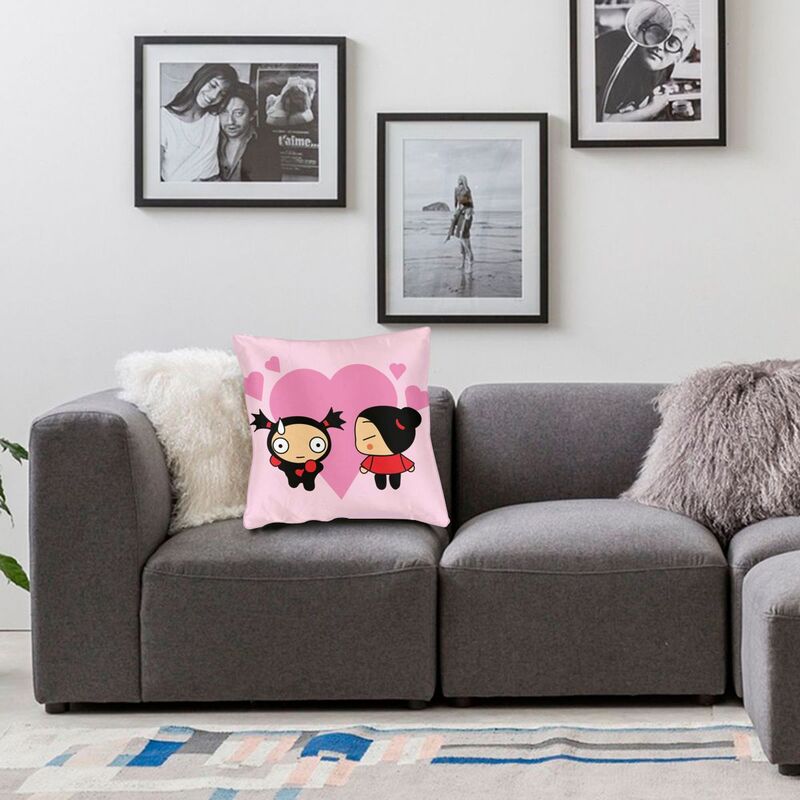 Povlak na polštář Pucca And Garu Anime Manga Soft Velvet Luxury Throw Pouzdro na pohovku