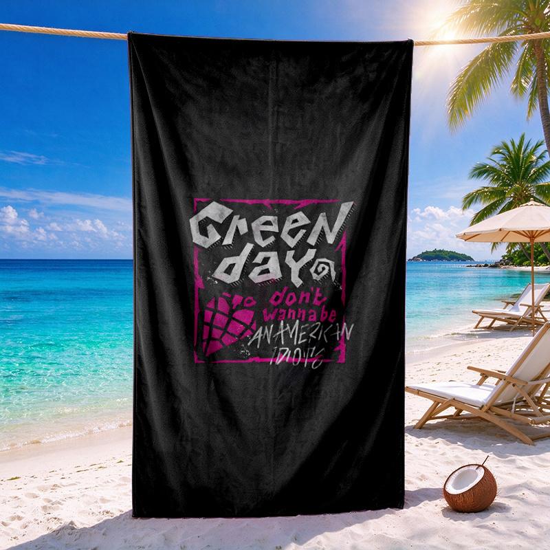 Green Day Quick-drying soft and absorbent beach towel—perfect for beach trips swimming outdoor camping and travel an essential beach item