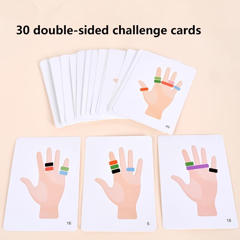 Colorful Ring Toss Set - 2-Player Interactive Game for Reaction, Includes 1 Blue Bell, 80 Finger Loops & 30 Matching Cards