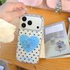Korean-Style Polka Dot & Heart iPhone 17 Pro Max Case - Black & Blue, Drop-Proof Protection for Apple 16.