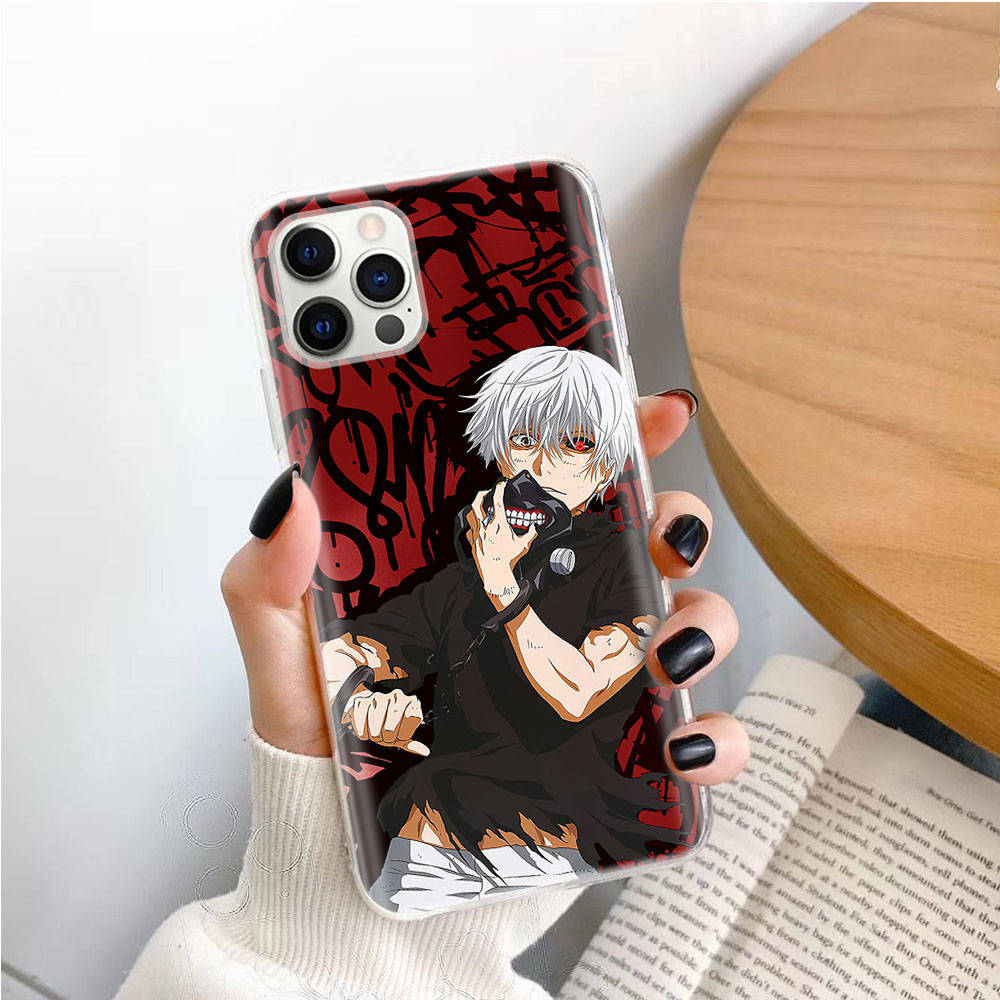 Transparente Hülle für Samsung A04 A14 A23 M33 M53 Realme 10 9 C35 C55 VIVO X80 Infinix Hot 30 Note 11 Tecno Spark 8P Pro W-53 Tokyo Ghoul