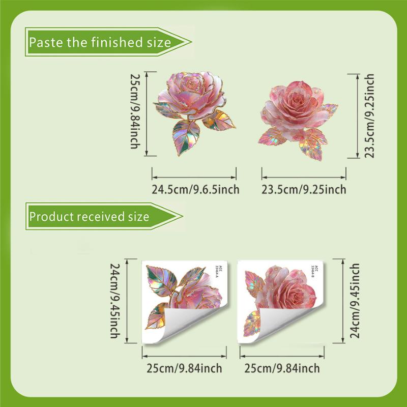 2Pcs Creative Rose Flower Waterproof Toilet Sticker Bathroom Wall Background Decal Home Decoration Self-adhesive Posters