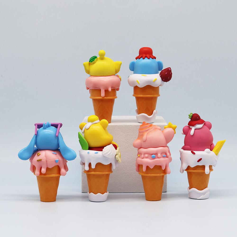 6Pcs Anime Figures Cute Stitch Alien Ice Cream Series Action Figure Pvc Cartoon Model Doll Collectible Decoration Toys Gifts