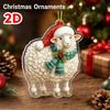 1Pcs Christmas Sheep 2D Acrylic Ornament with Santa Hat Scarf Lovely Xmas Tree Hanging Pendant for Winter Holiday Home Decor
