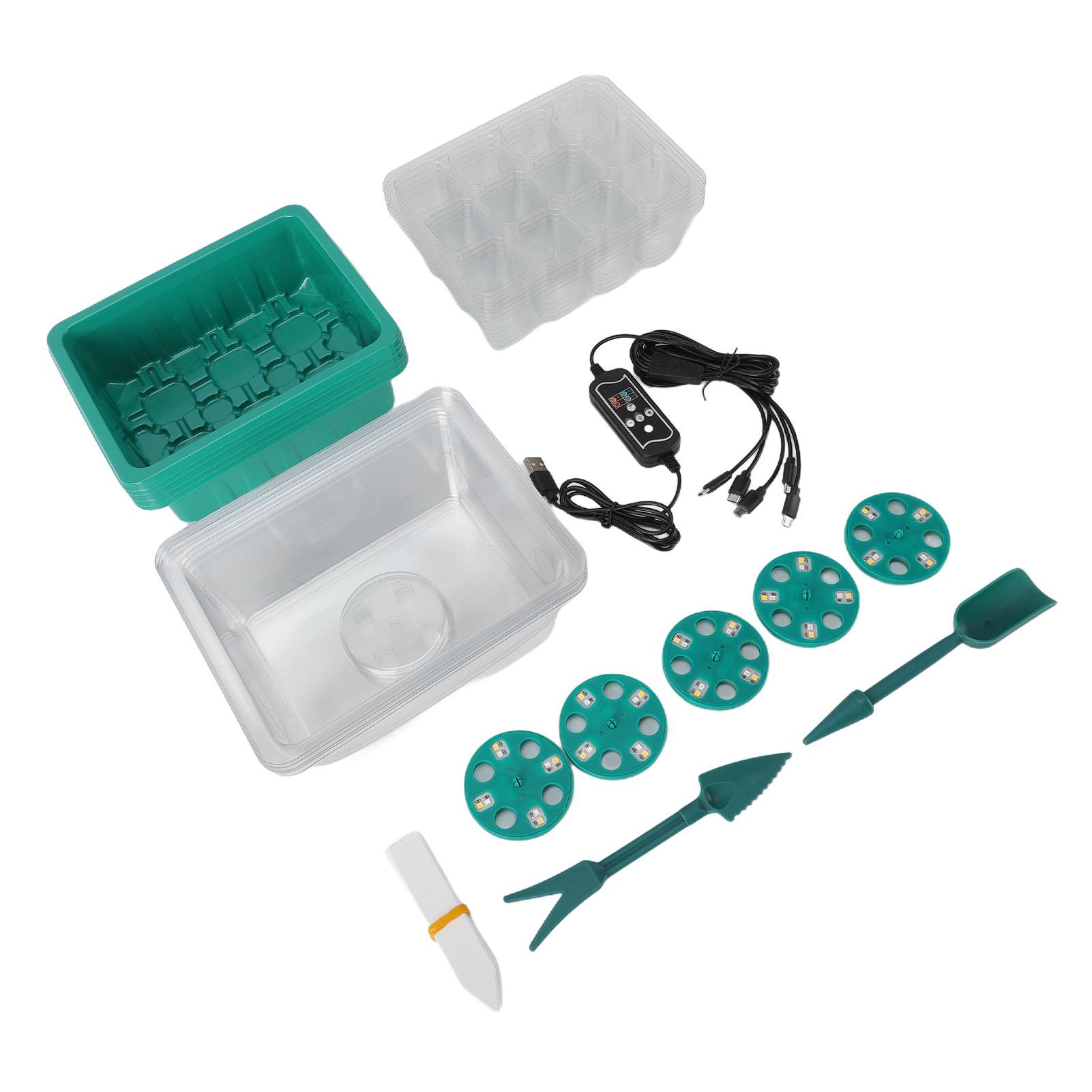 

12 Cells Plant Germination Tray Kit Plant Starter Tray with 8 LED Grow Lights for Indoor Gardening