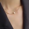 Pearl Necklace Asymmetrical Thin Chain Gold Feminine