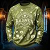 Men's Casual Round Neck Long Sleeve Top with Halloween Print