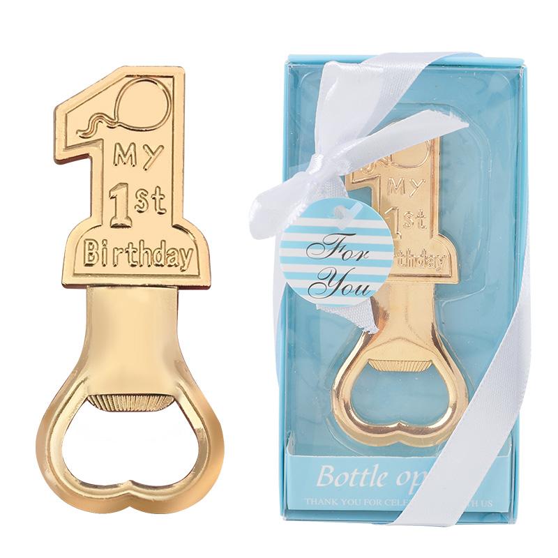 

1st Birthday Gold Bottle Opener Gifts for Guest Boy Girl One Year Birthday Party Decoration Souvenir Baby Shower Favors Supply синий