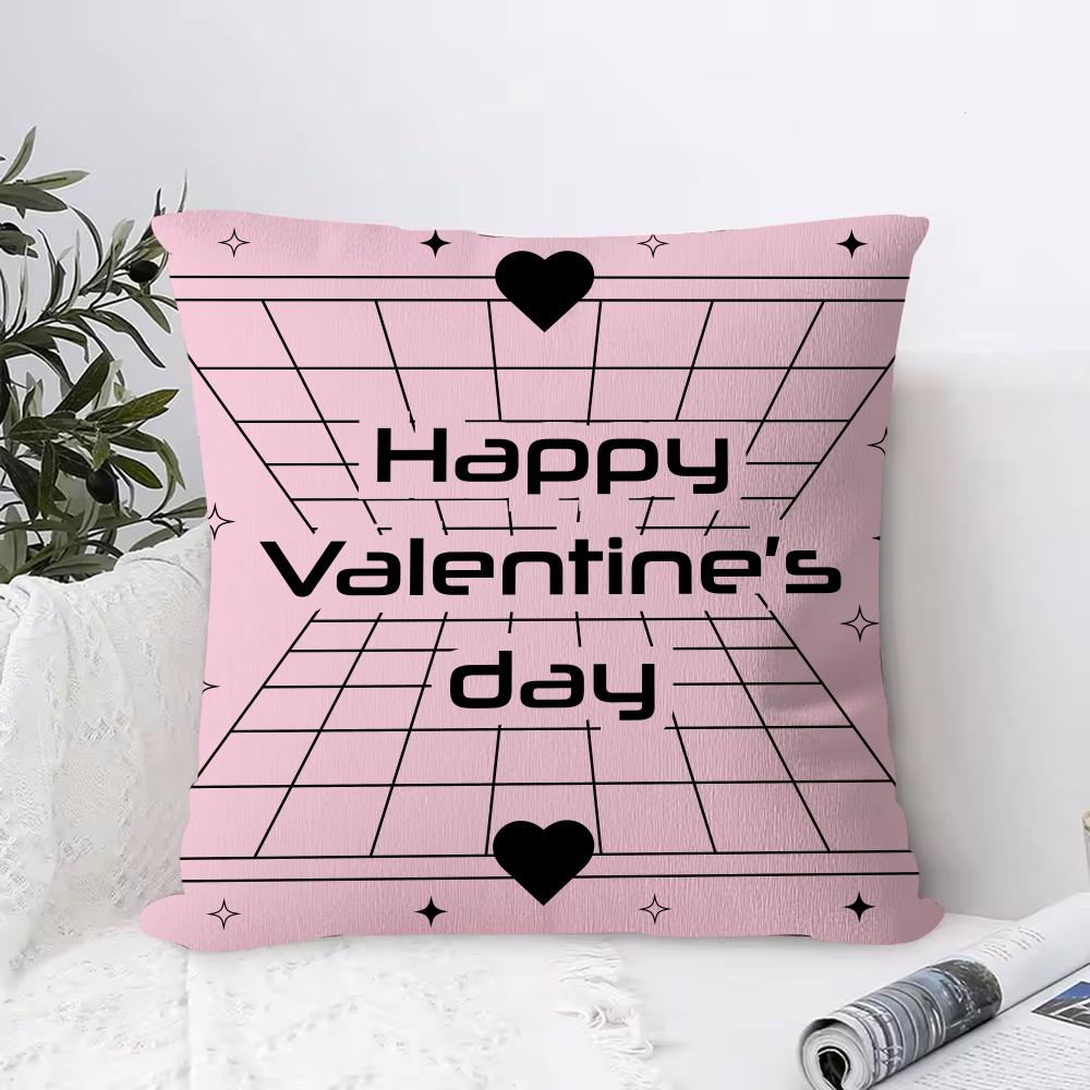 Valentine's Day Stickers X Cushion Cover Anti-dustmite Pillowcase Invisible Zipper Silky Short Plush Sofa Cushion Cover