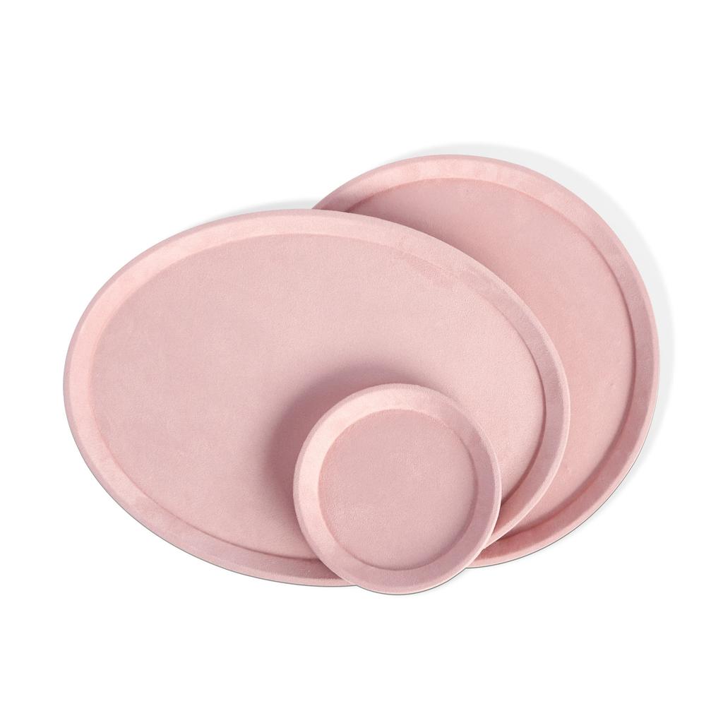Elegant Pink Velvet Series Jewelry Tray Necklace Bracelet Bangle Earring Ring Display Storage Trays Counter Window Showcase Prop