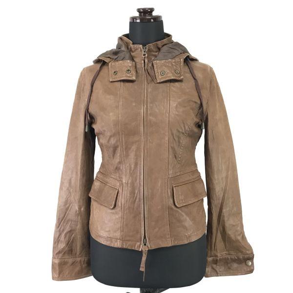 

joie Съемный капюшон Кожаная куртка из овчины Женская XS Коричневая