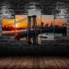 Williamsburg Bridge Brooklyn New York Sunset View 5 Piece Five Panel Wall Canvas Print Modern Art Poster Picture Home Decor Gift For Him Her