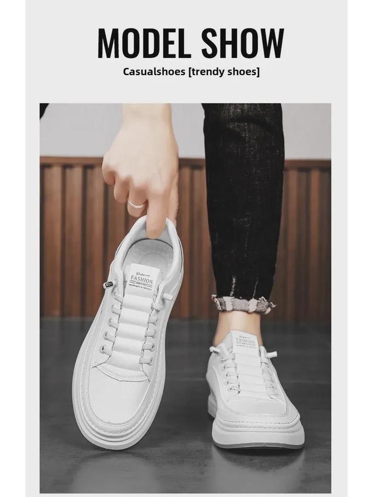 2025 Herren Frühling Freizeit-Sneakers: Trendige britische Leder-Slipper