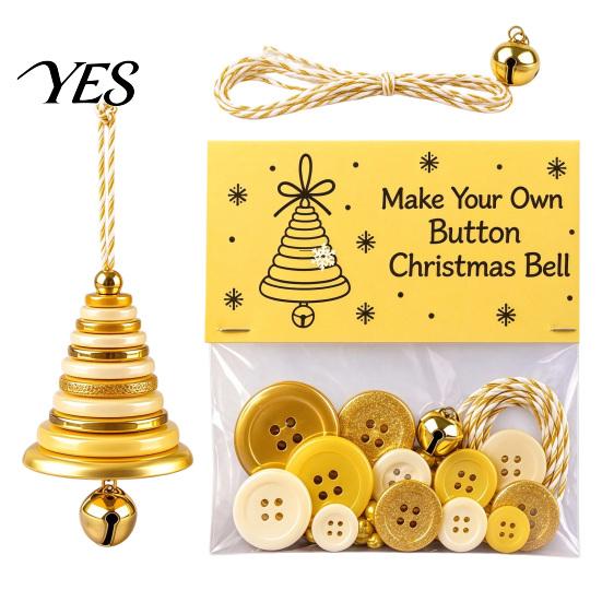 DIY Ornament Making Set Christmas Button Pendant Craft Kit for Kids Adults, Handmade Santa Hat/Bell/Gnome/Wreath Hanging Kindergarten Project