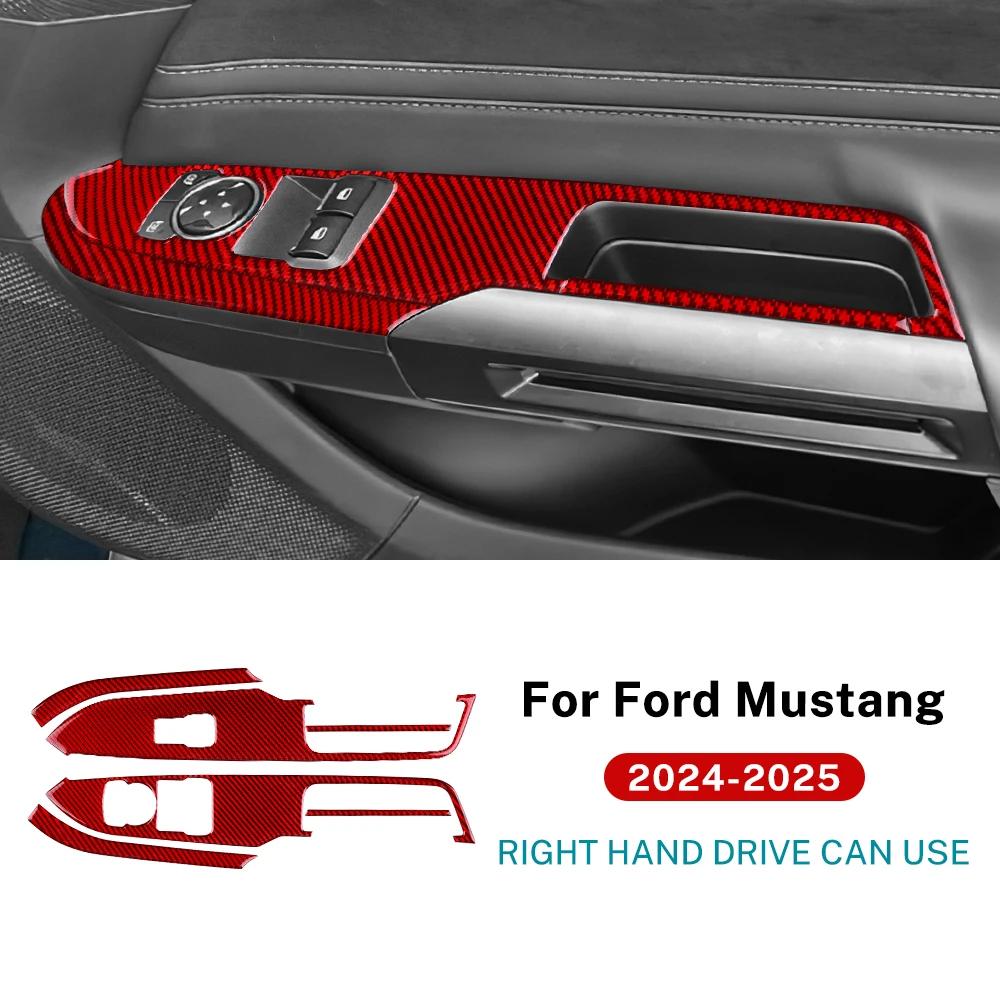 För Ford Mustang Dark Horse EcoBoost GT S650 2024 2025 2026 Äkta Mjuk Kolfiberklistermärke Bil Dörr Fönster Knapp Panel Trim