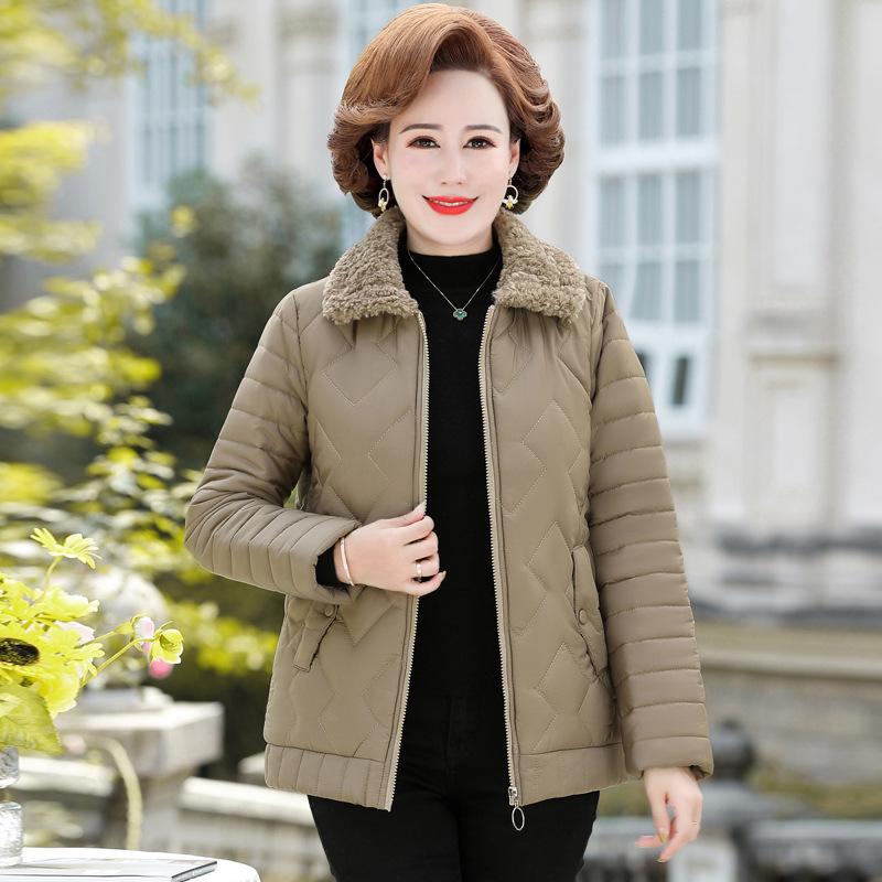 Autumn and Winter Small Cotton-padded Coat with Velvet Double-pocket Lapel Temperament Commuter Ladies Cotton-padded Coat