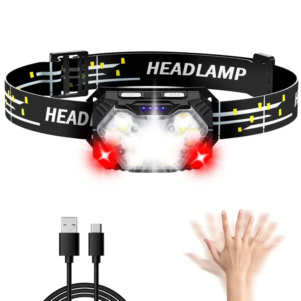Ultra Bright 9 LED Headlight with Red Light Rechargeable Headlamp Outdoor Running Hiking Camping Forehead Flashlight Head Lamp