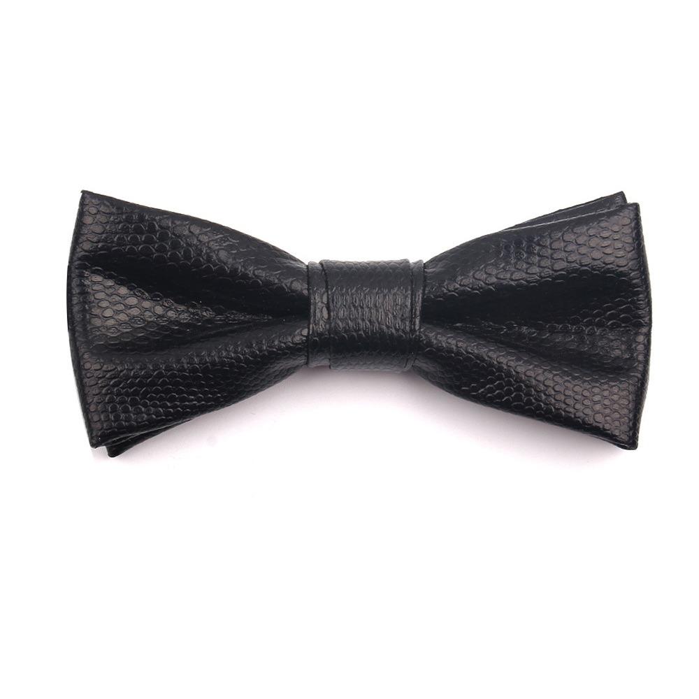 Adjustable Men Necktie Solid Color Retro Cravat Simple PU Leather Bow Tie  Shirt