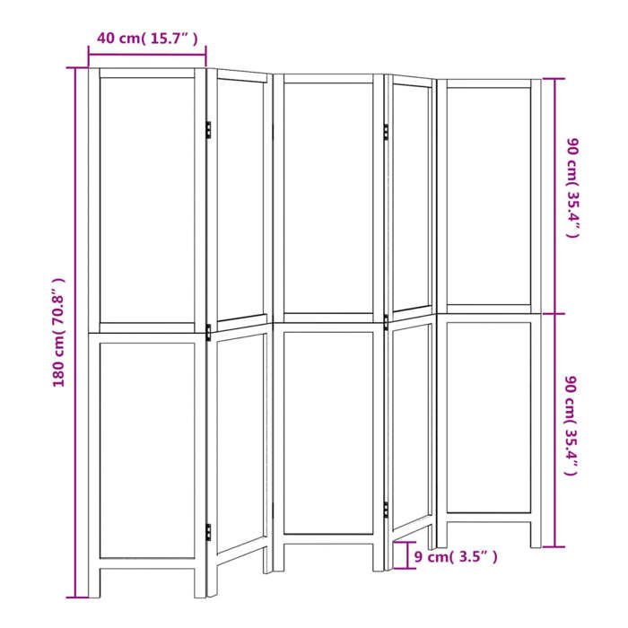 VidaXL Room Divider 5 Panels, Room Separator, Privacy Screen, Folding Screen Bedroom Living Room, Dark Brown 358662