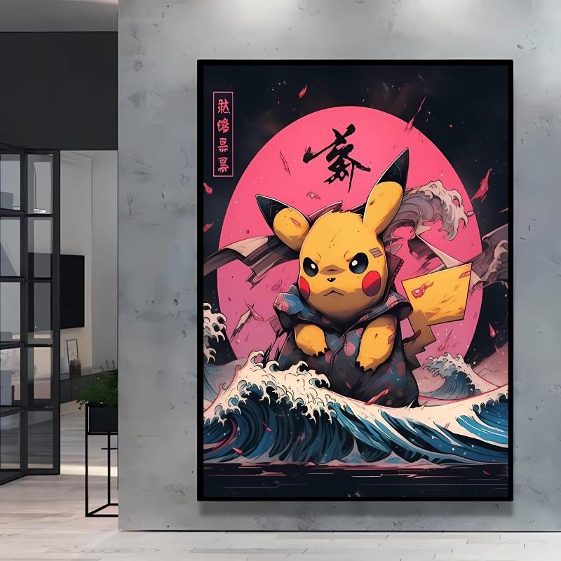 Canvas Poster Pokemon Pikachu Cartoon Picture Lasting Colors Children Gifts Classic Home Living Room Walls Decorative Painting