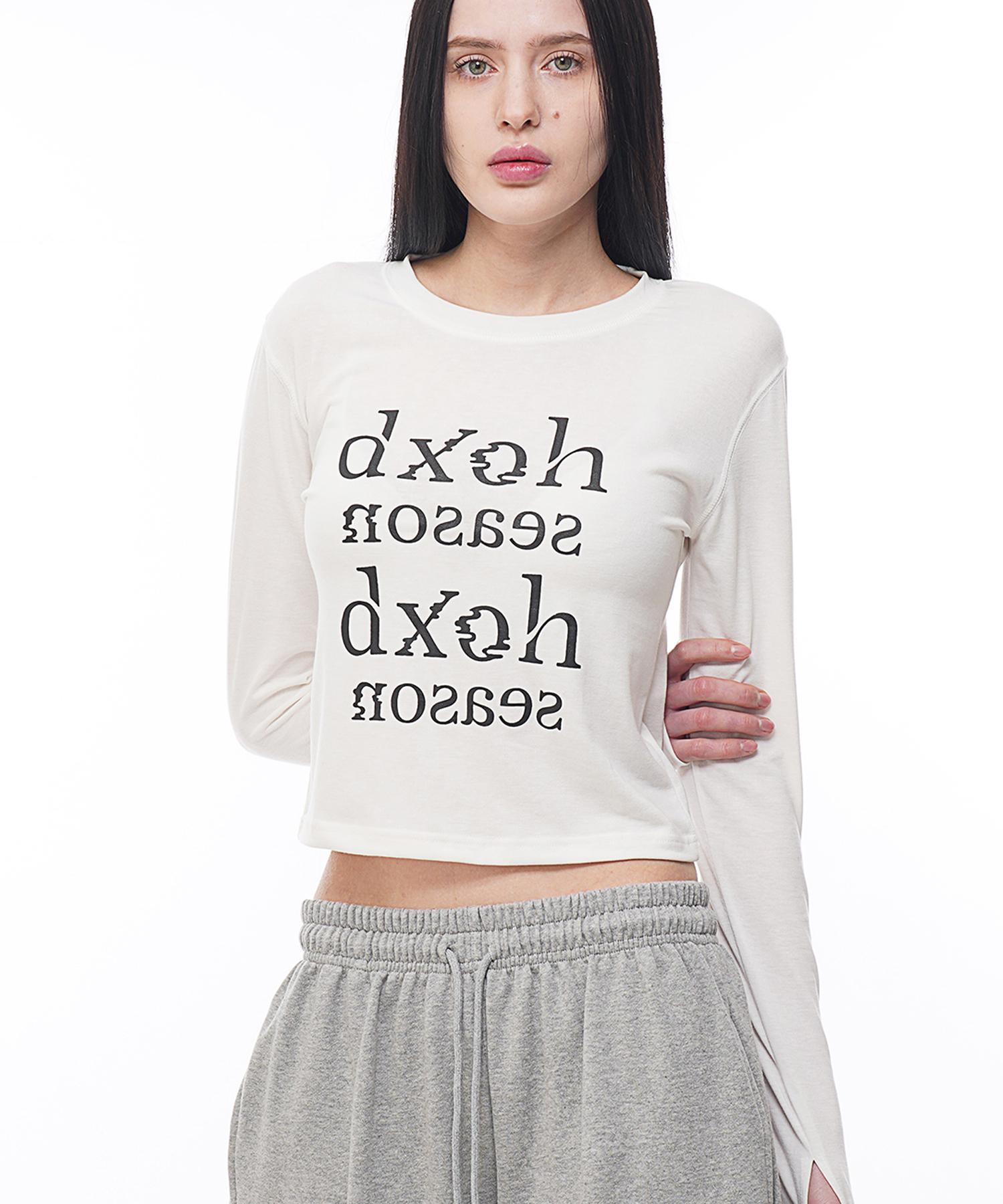 D So H Logo Season Semi-Warmer Crop Top [White] Free