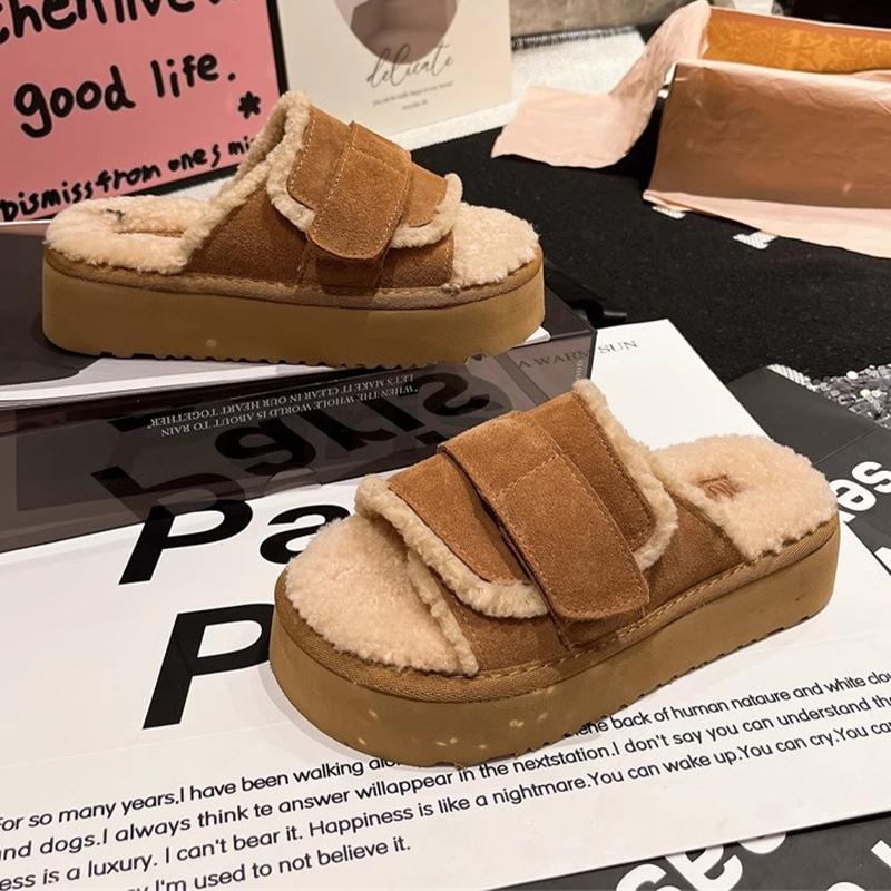 

Platform Women Cooton Slippers Flats Fur Winter Cozy Shoes Dress Woman Boots 2025 Casual Short Plush Zapatos De Mujer 40
