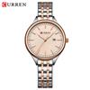 CURREN-Ladies' Light Luxury Diamond Inlaid Calendar Business Fashion Quartz Watch Stainless Steel Simple Waterproof Luminous Watch