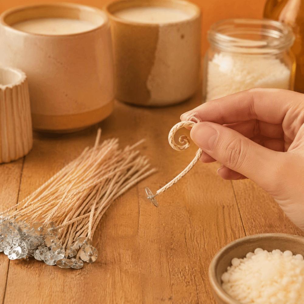 50pcs 50 Pieces Candle Wicks Pre-Waxed DIY Candle Wicks Natural Soy Candle Wicks Soy Candle Making