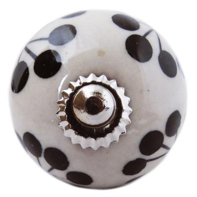 [A3126] - Ceramic Furniture Knob 'Boho' Gray Black Silver - 60x40 Mm