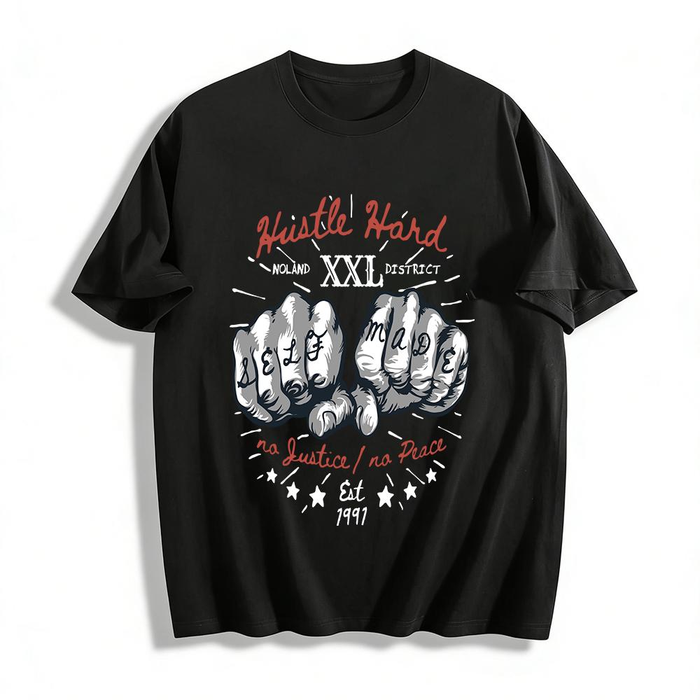 

Графическая футболка Hustle Hard Self Made Топ с надписью No Justice No Peace Из чистого хлопка XXS