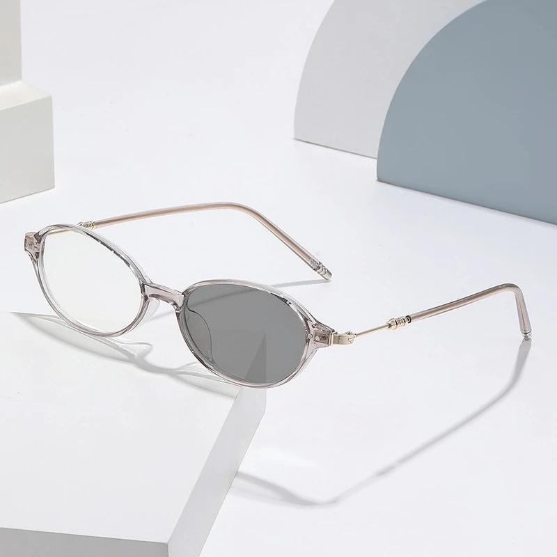 Fashion Oval Frame Photochromic Myopia Glasses Women Anti-blue Light Near Sight Eyewear with Prescription Lenses -1.25-2.25-2.75