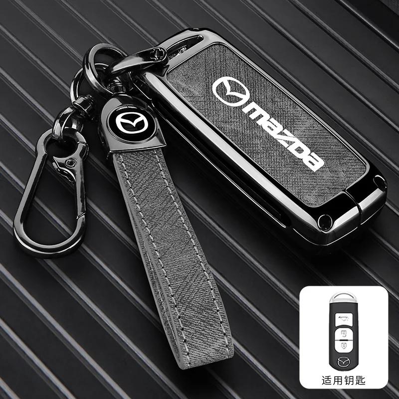 2025 Hot Vintage Wash Water Denim Car Key Case Cover For Mazda 2 3 5 6 Axela Atenza Demio CX-3 CX5 CX-7 CX-9 MX-5  2015-2019 Acc