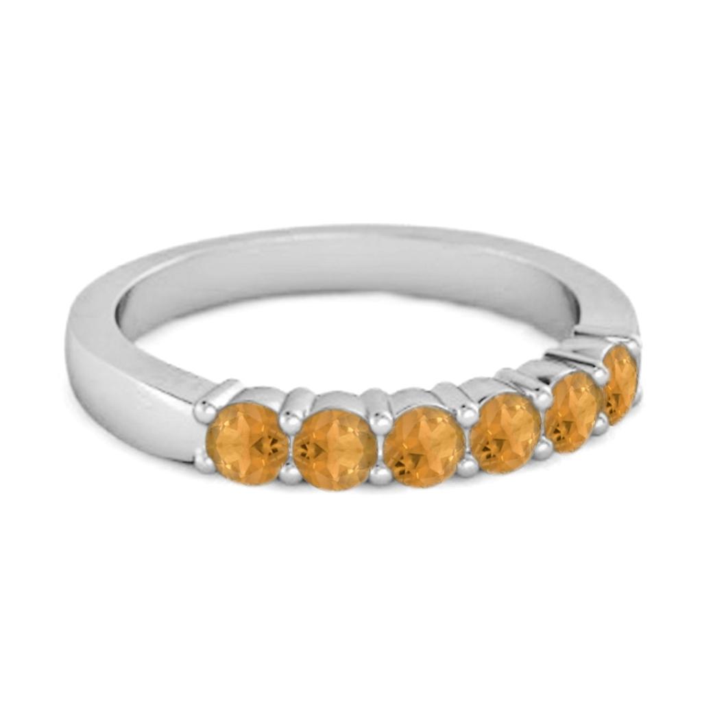 Citrine Half Eternity Band Ring- 925 Sterling Silver