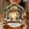 Vintage Christmas Nativity Metal Sign 8x8 Inch Round Tin Plate Wall Art Durable Religious Holiday Home Decor For Living Room