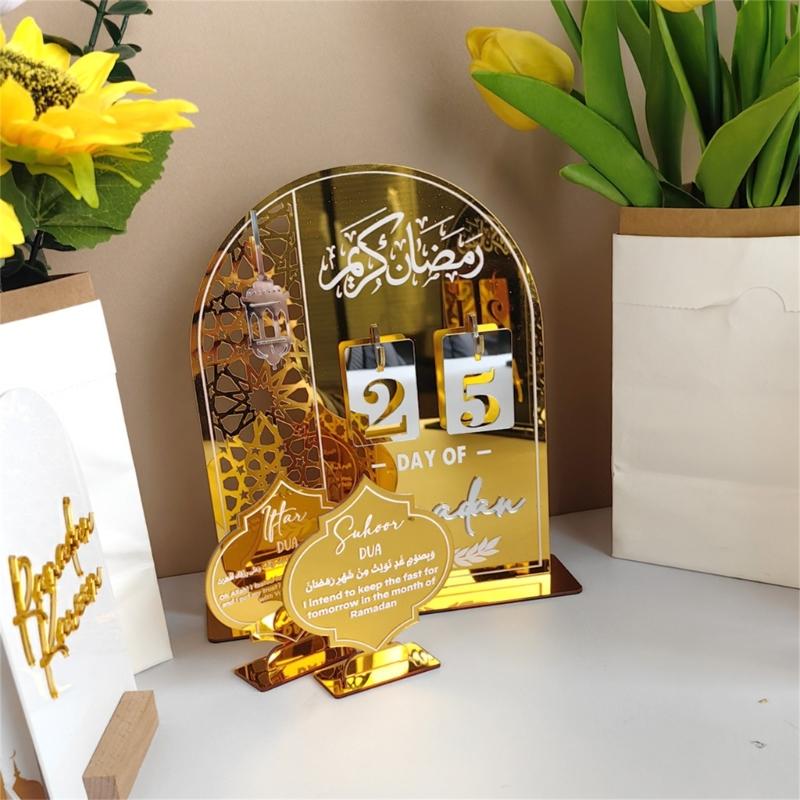 Festival Countdown Display Decoration Unique Eid Table Centerpieces Acrylic Texture Perfect for Eid Party Celebration