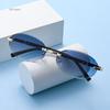 Trendy Rimless Oval Sunglasses Stylish Gradient Lens Outdoor Shades Luxury  Frameless Small Black Vintage Sun Glasses