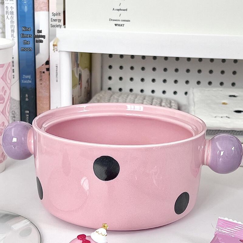 Linpan Cute Ceramic Polka Dot Bowl