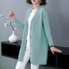 Pletený kardigan dámská středně dlouhá volná korejská verze velkého jarního svetru silná podzimní a zimní kapesní bunda