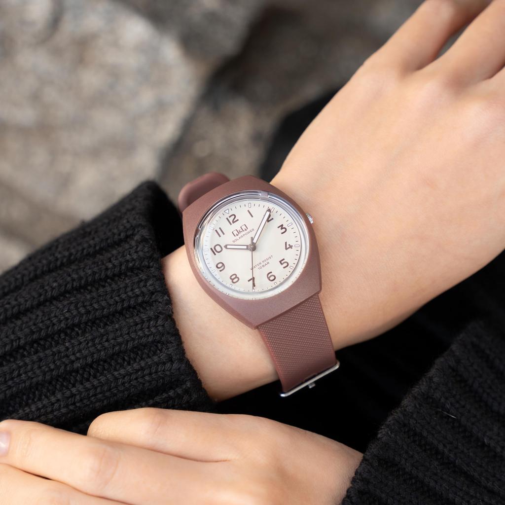 Solar No Battery Replacement 10 ATM Water Mocha [Citizen Q&Q] Watch, Q&Q Powered, Required, Resistant, Lightweight, Analog, E11A-004VK,