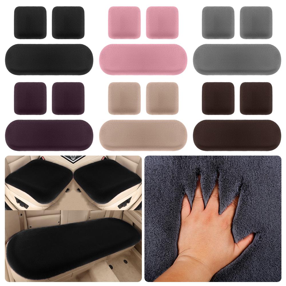 3PCS Winter Car Seat Cover Faux Fur Front Rear Seat Covers Car Seat Cushion Set  Auto Accessories