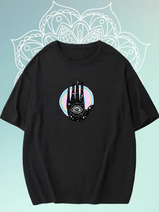 Oversized T-shirt with a yoga print M