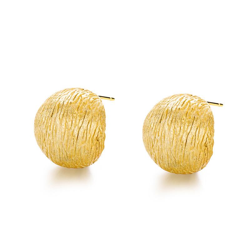 Folded Curved Texture Ball Earrings Light Luxury High-end Earrings