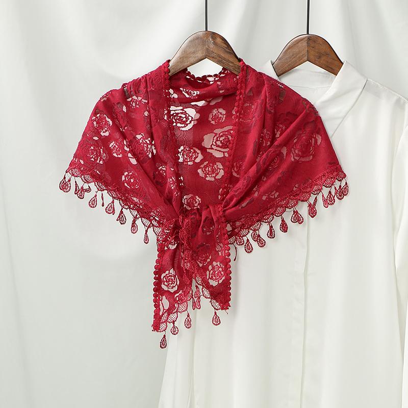 Women Church Shawl Lace Veil Polyester Scarf Bandana Church Prayer Wedding Mantilla Chapel White Embroidered Hijab Girl Scarf