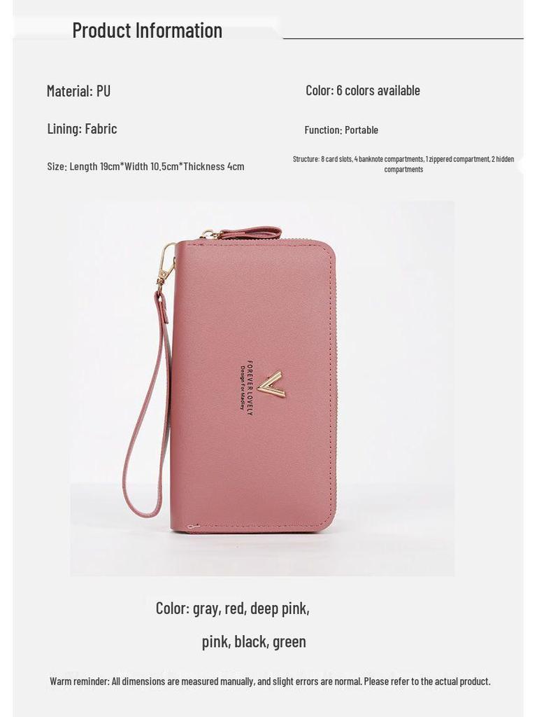Women's Double Zipper Long Wallet & Clutch – Large Capacity Coin Purse, Multi-Purpose Phone Bag, & Card Holder