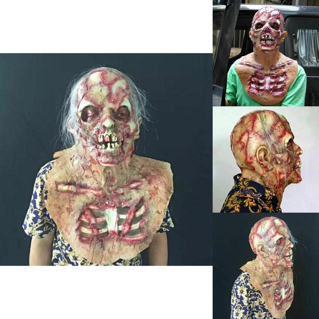 Bloederig en griezelig Halloween volwassen zombie masker voor een eng volledig gezichtseffect