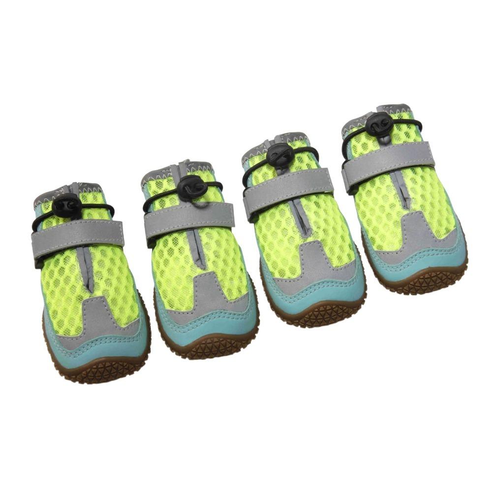 

4Pcs/Set Adjustable Strap Pet Dog Shoes Anti-slip Dog Shoes Professional Dog Walking Boots Hiking 2 зелёный