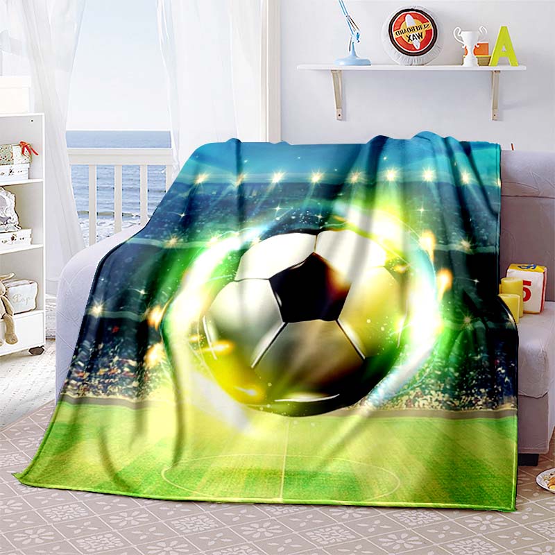 3DPersonalized Football (Soccer) Blanket Custom Name Flannel Throw Soft Warm for Bed, Sofa, Travel Gift for Fans All-Season Use